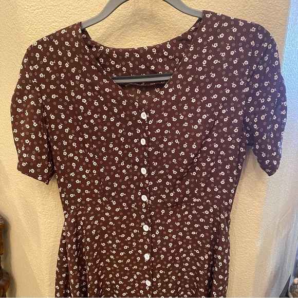 SHEIN Women Brown White Floral Button-Down Maxi Boho Dress Size Small - Picture 2 of 7